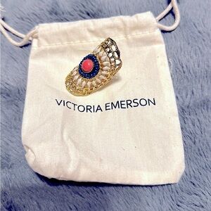 Victoria Emerson Gold Beaded Boho Ring NWT SZ 9 NWT